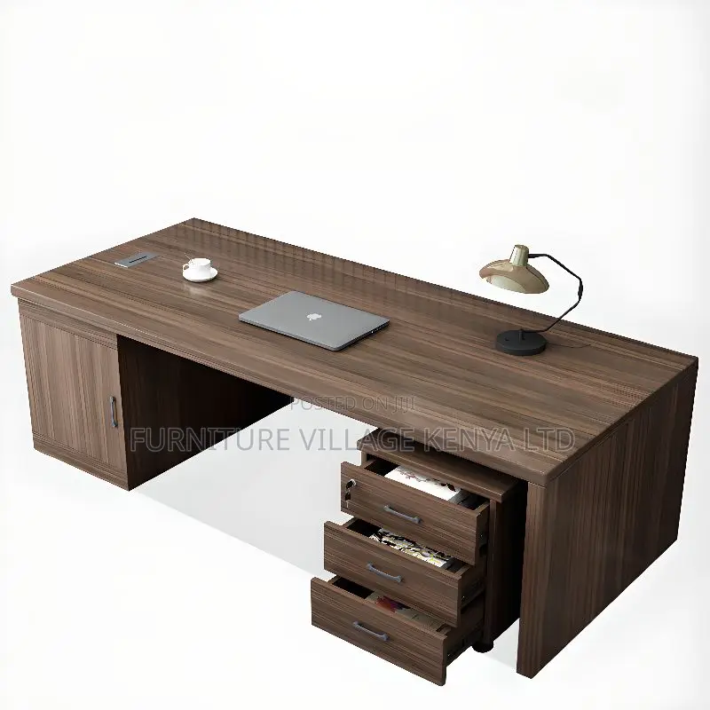 Office Desk; 1.4m Executive Study Desk With Storage Drawers