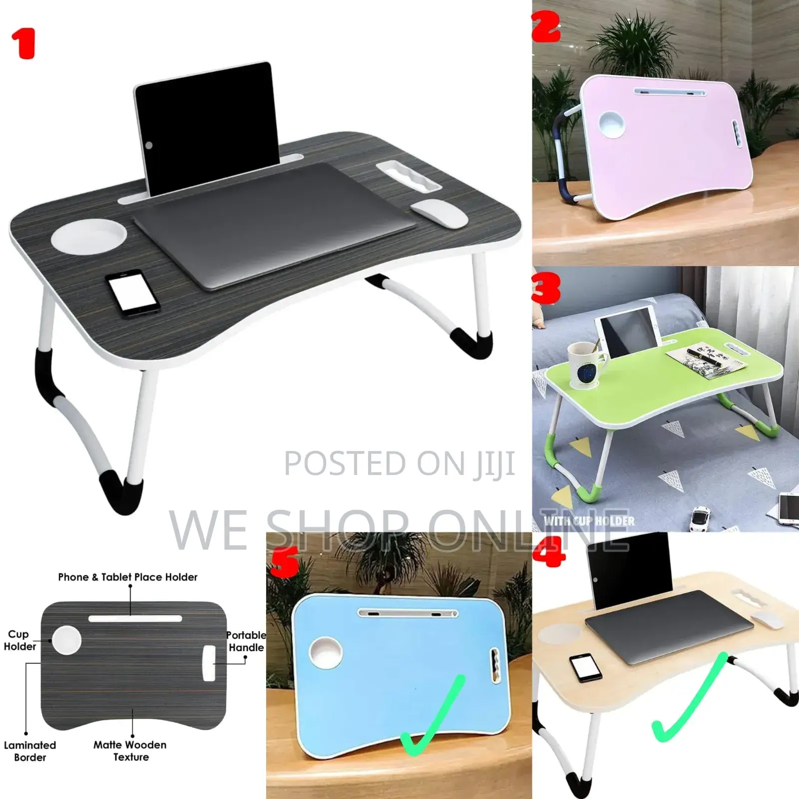 Foldable Adjustable Portable Bed Table for Breakfast