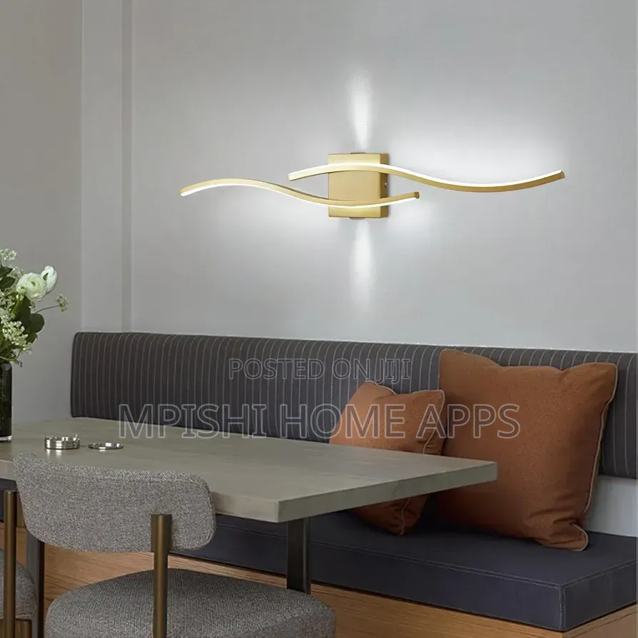 Modern Double-Wave Gold Led Wall Light