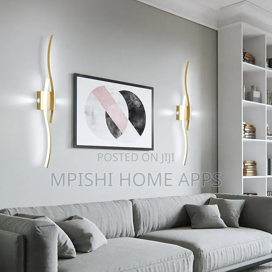 Modern Double-Wave Gold Led Wall Light