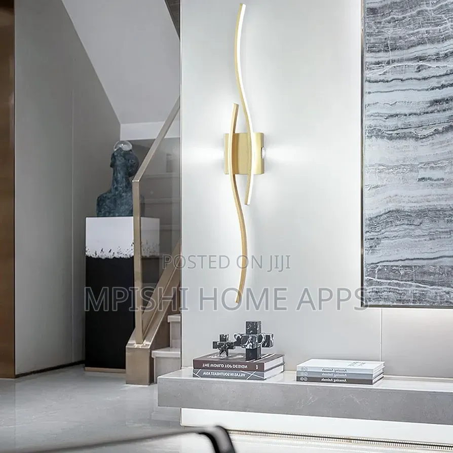 Modern Double-Wave Gold Led Wall Light