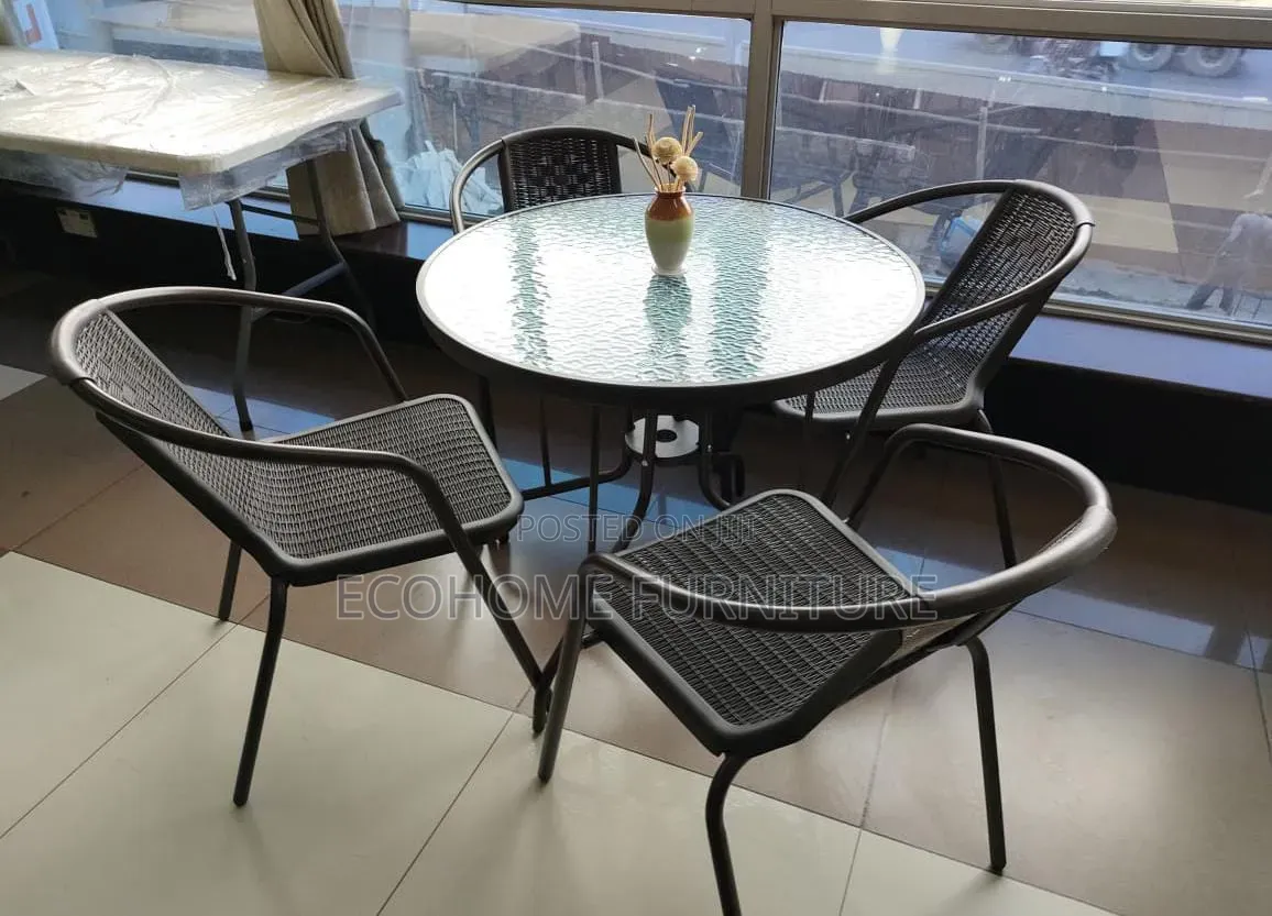 Black Rattan Outdoor Dinning Set