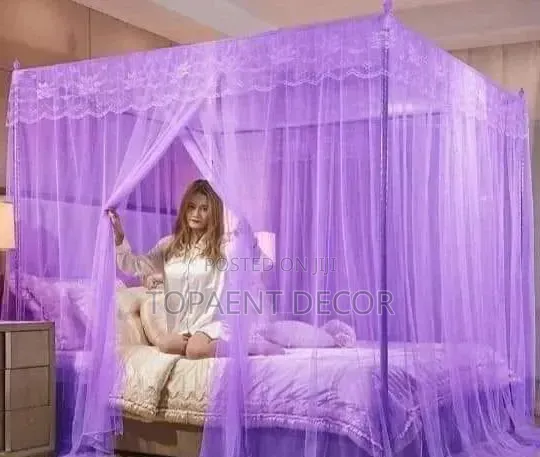 Purple Mosquito Net Set With Frames and 4 Metallic Stands