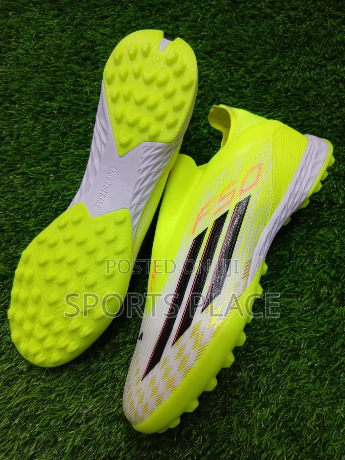 F50 Neon Green Laceless Turf Boots