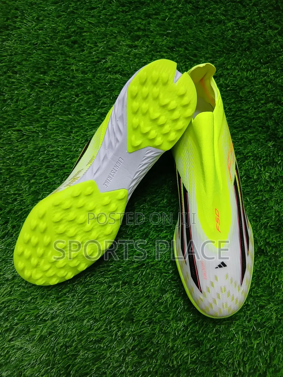 F50 Neon Green Laceless Turf Boots