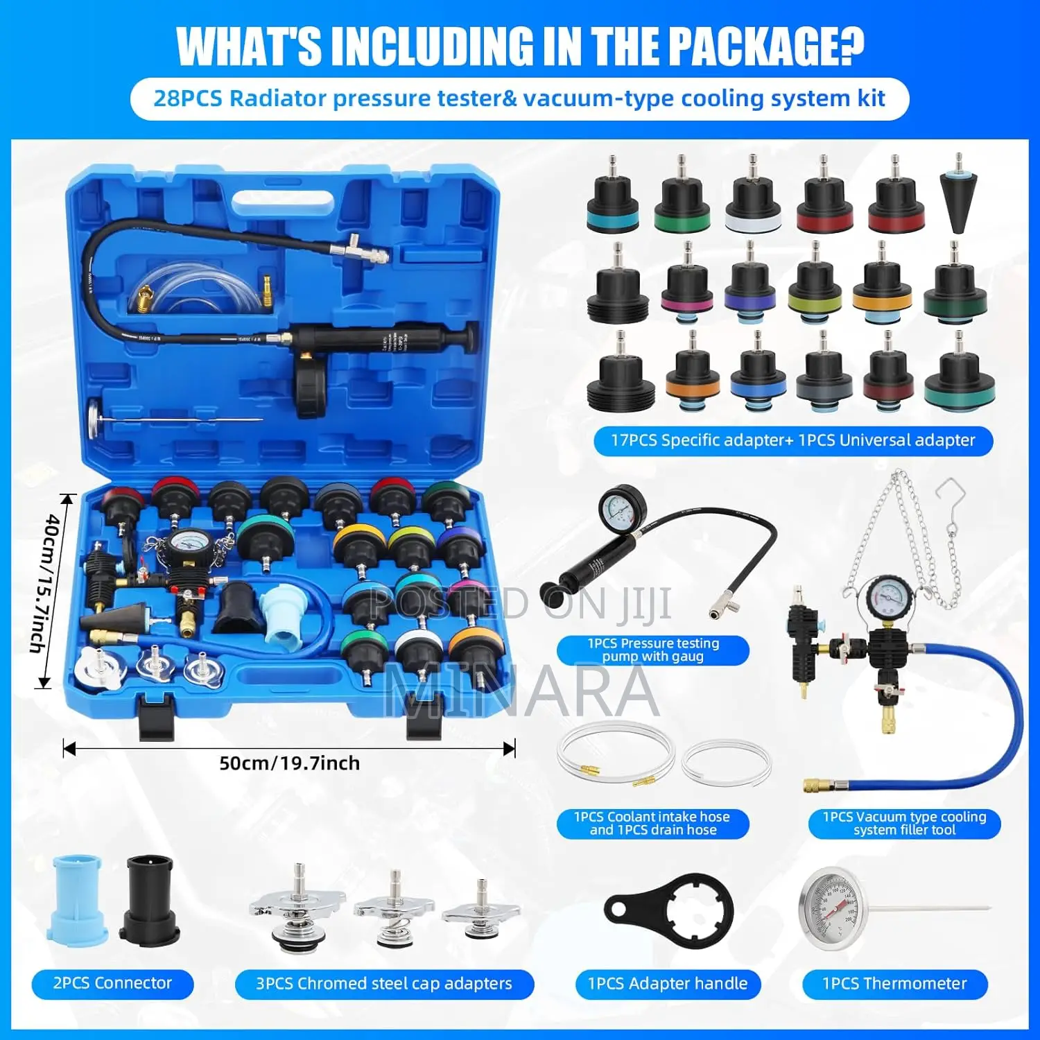 28 Pcs, Radiator Pressure Tester, Vacuum Type Cooling System Kit