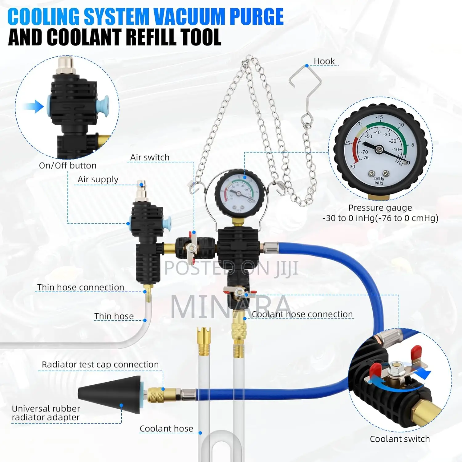 28 Pcs, Radiator Pressure Tester, Vacuum Type Cooling System Kit