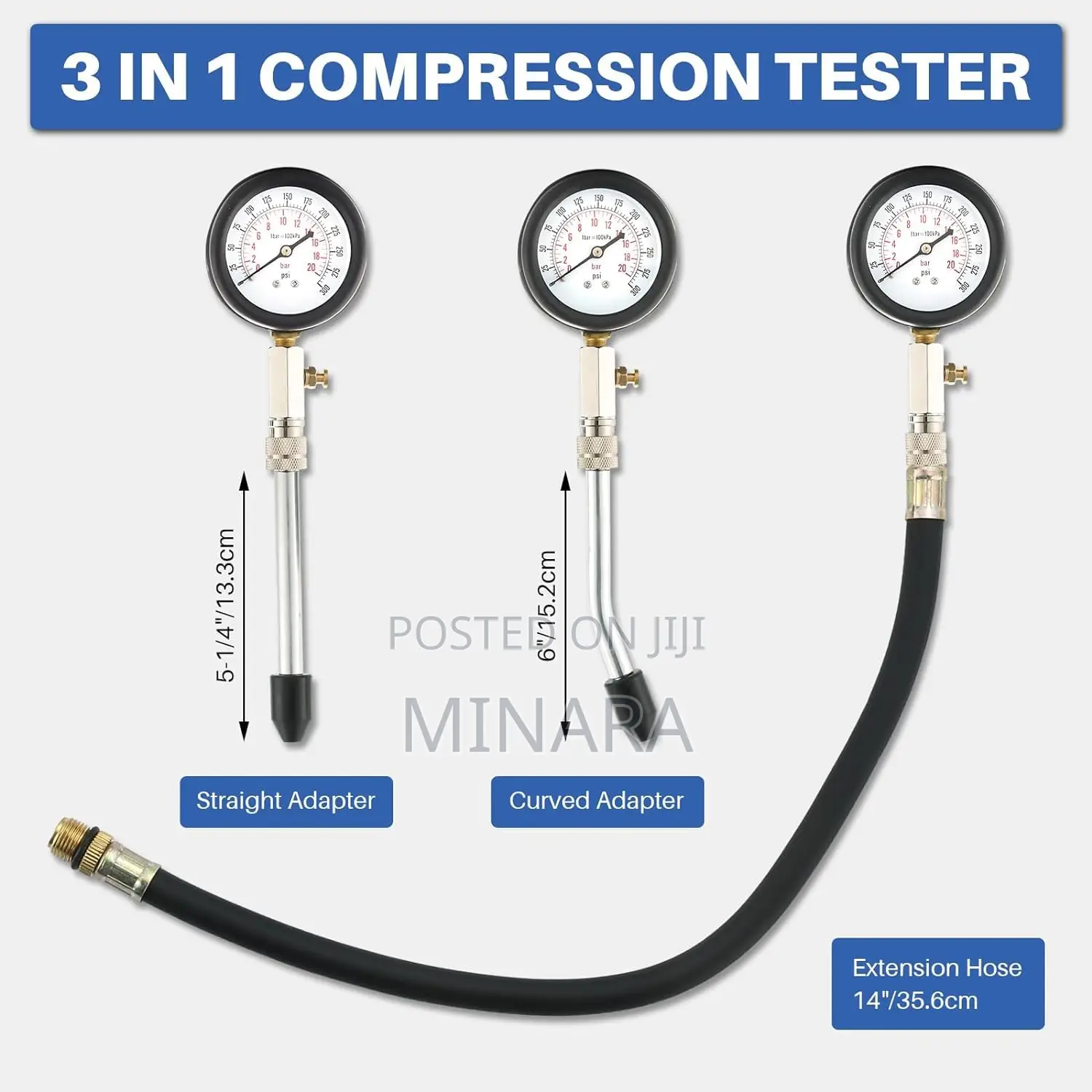 8 Pcs, Petrol Engine Cylinder Compression Test Kit