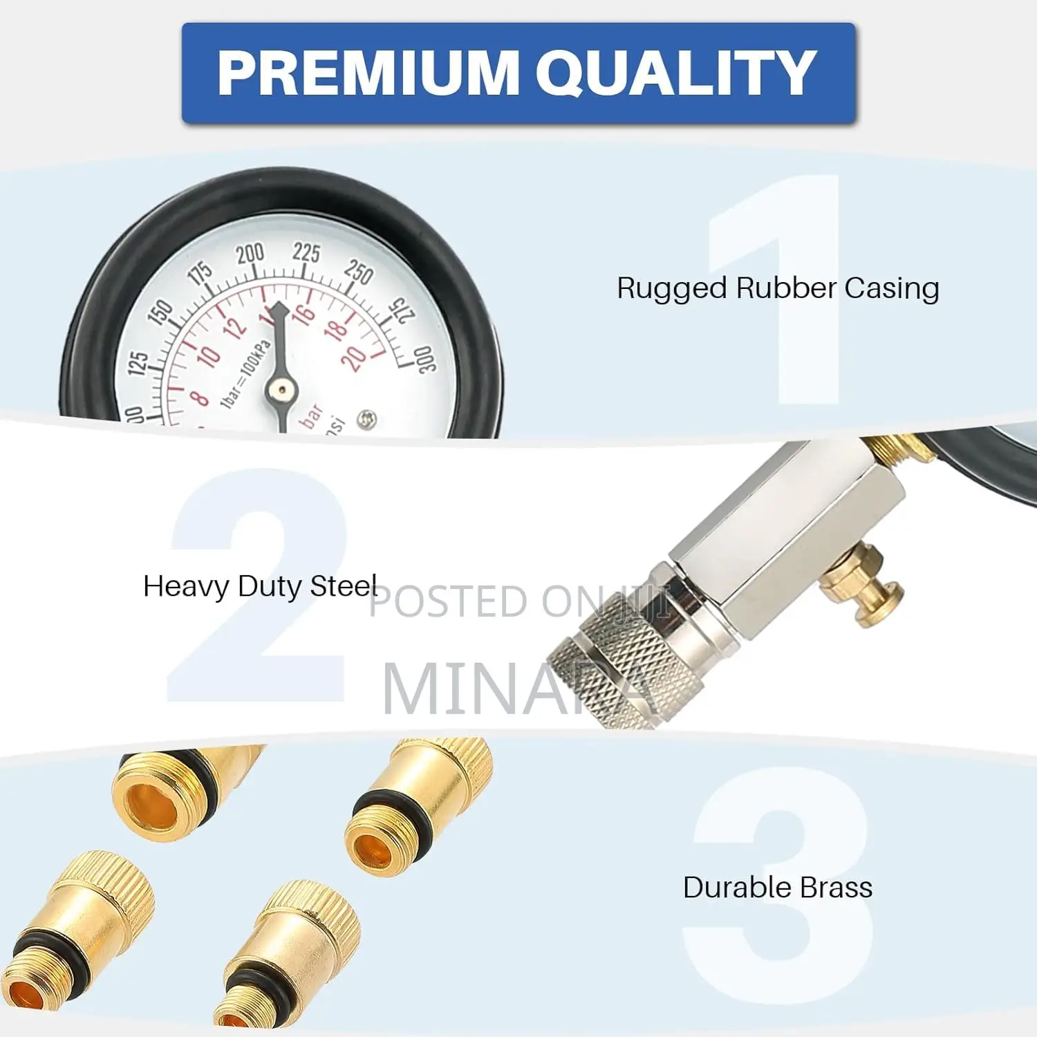 8 Pcs, Petrol Engine Cylinder Compression Test Kit