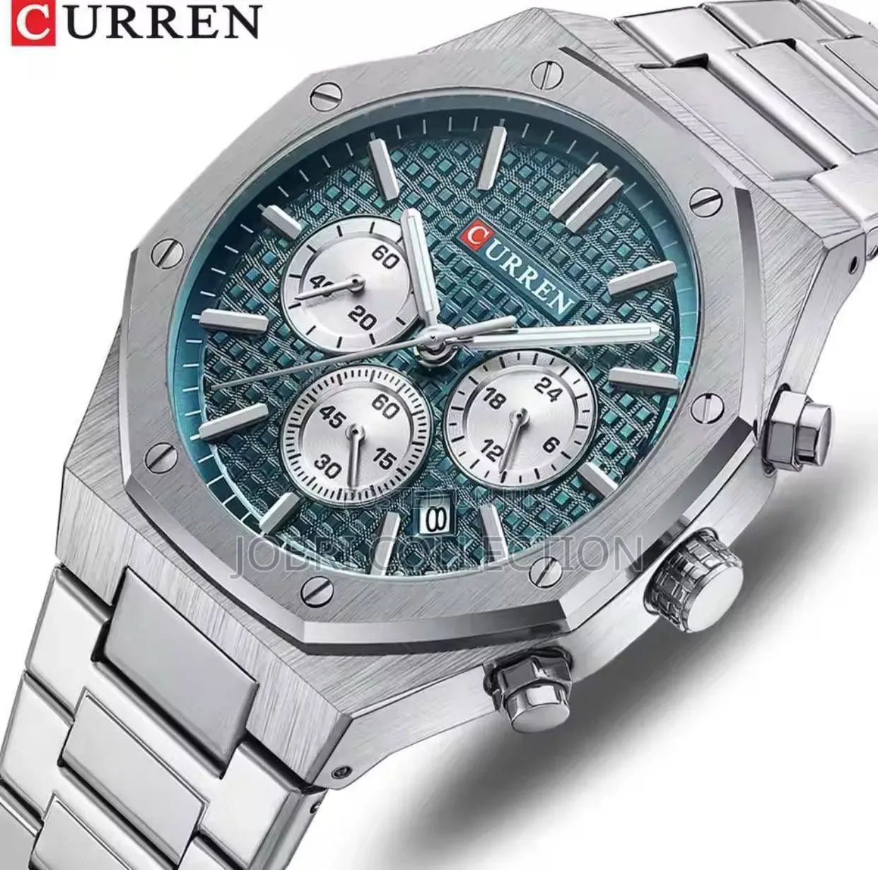 Curren Silver Straps Full Chronograph Watch