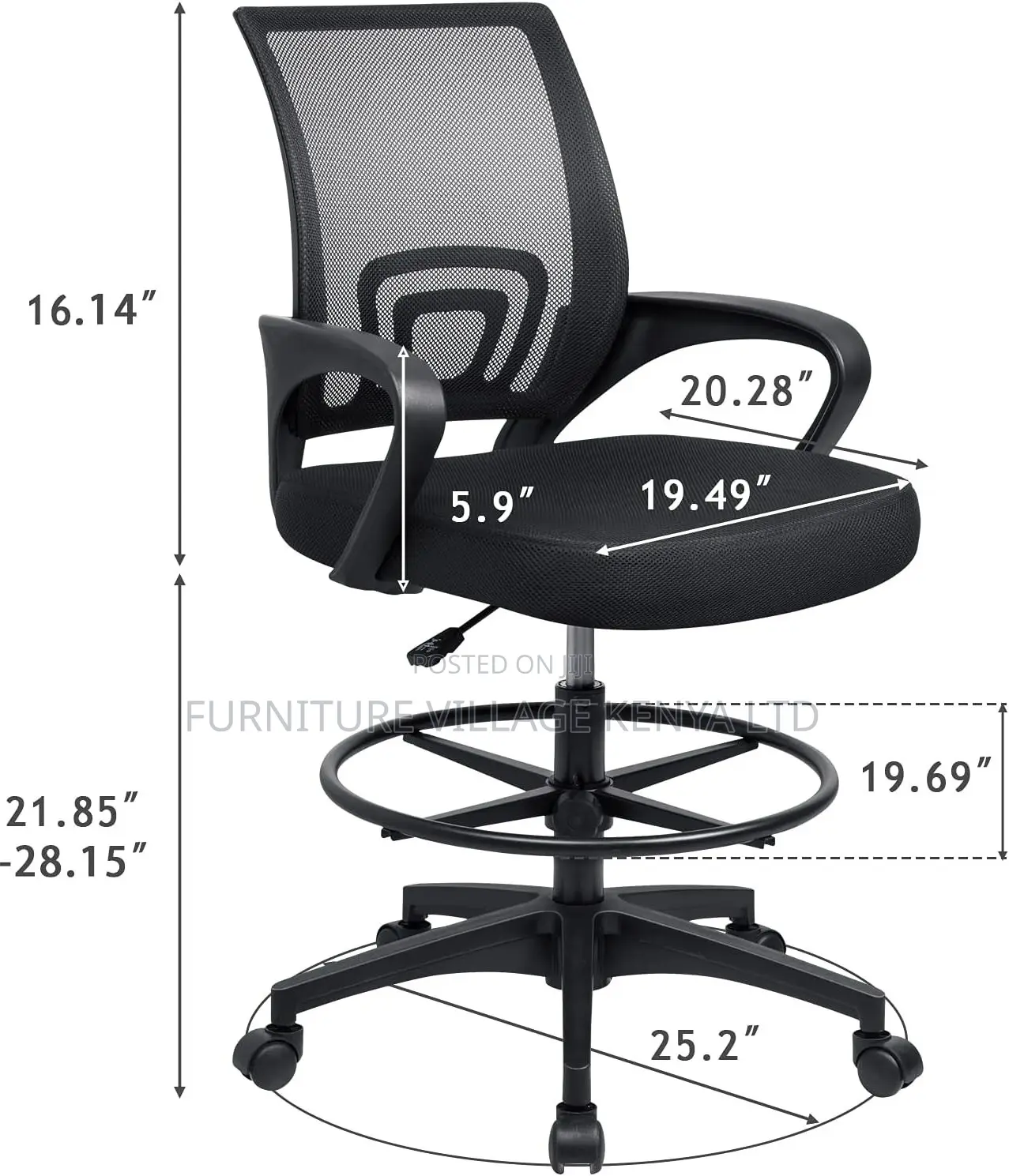 Office Chair;Black Counter Height Task Chair