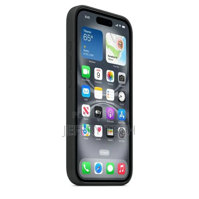 iPhone 16 Silicone Phone Case Black Phone Cover Screen and Camera Prot