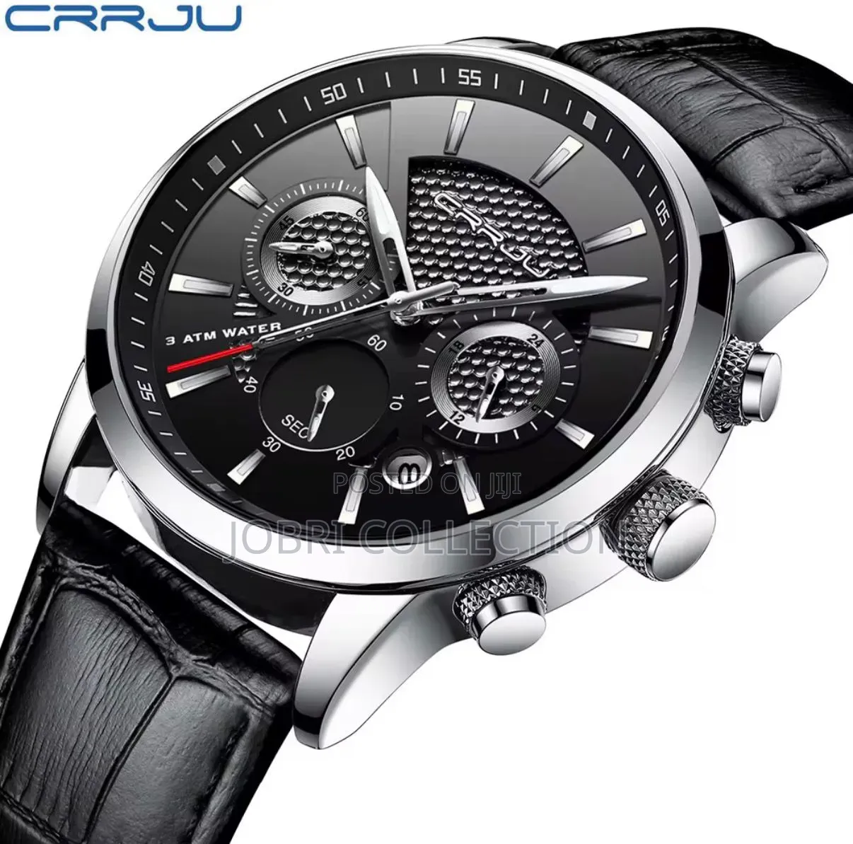Crrju Full Chronograph Gents Leather Black Watch
