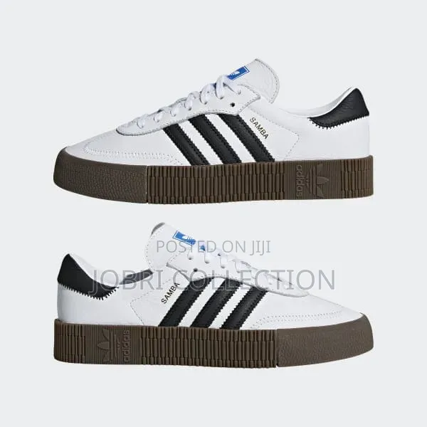 Black and White Adidas Sambarose Double Sole Sneakers