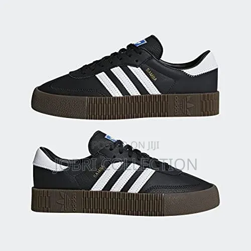 Black and White Adidas Sambarose Double Sole Sneakers