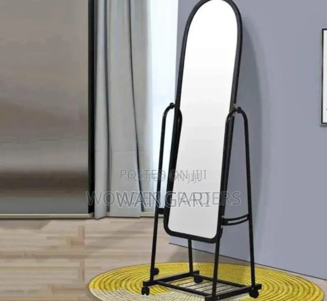 Color Black Dressing Mirror With Wheel