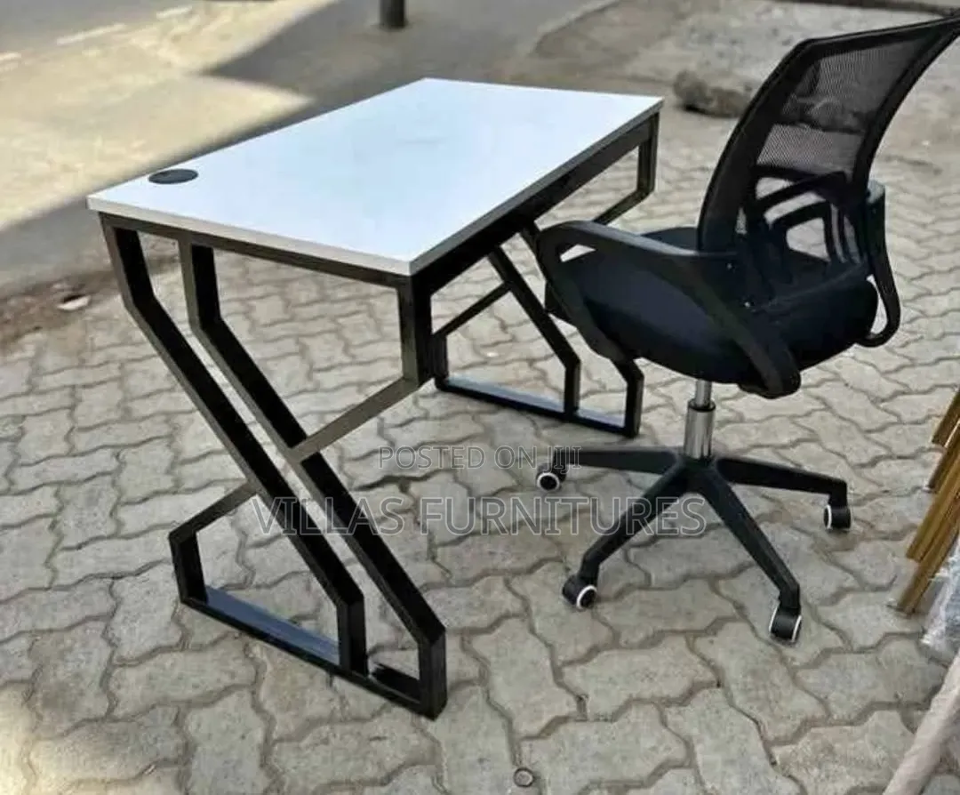 Quality Metallic Frame and MDF White Top Study Table