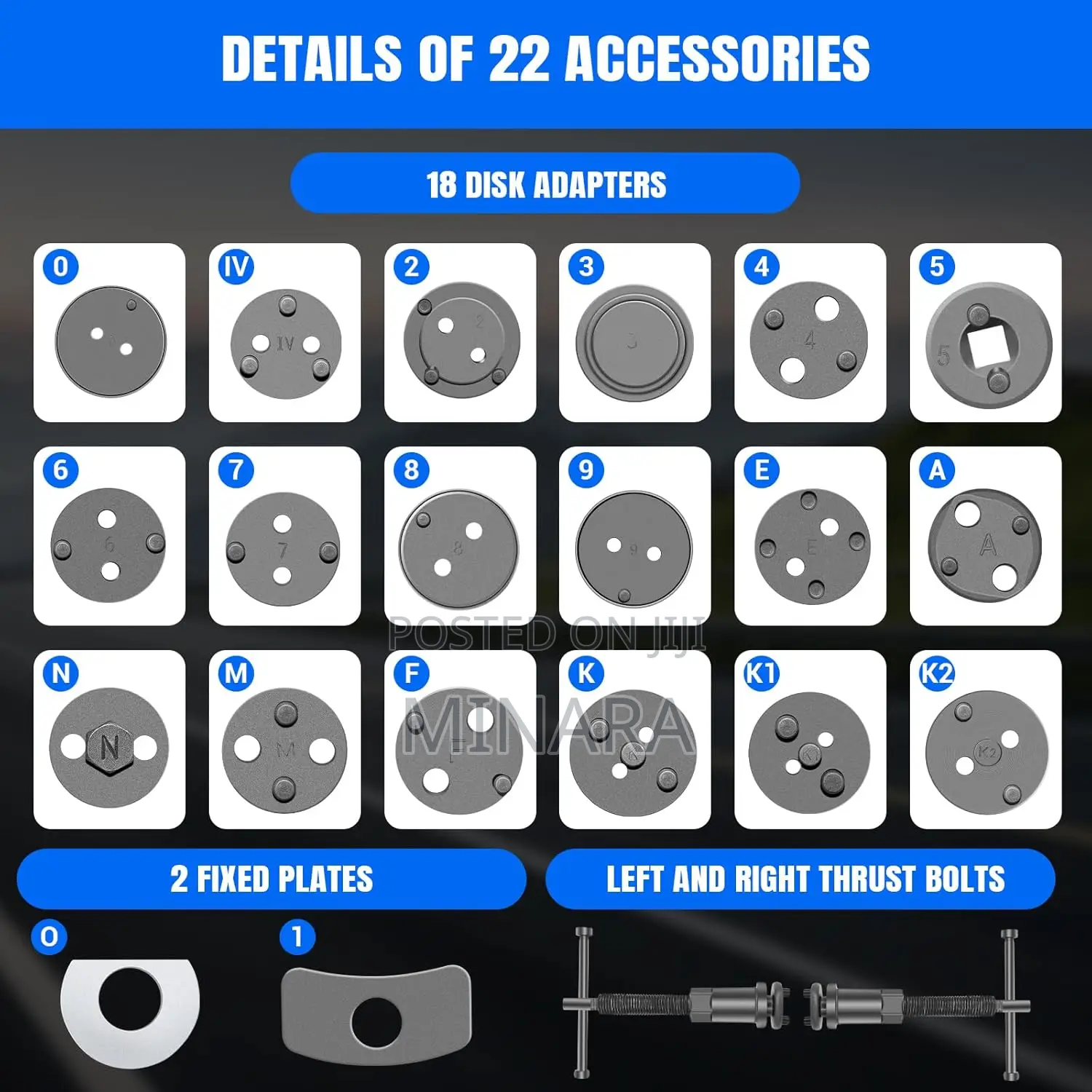 22 Pcs, Brake Caliper Rewind Tool, Caliper Wind Back Piston Reset