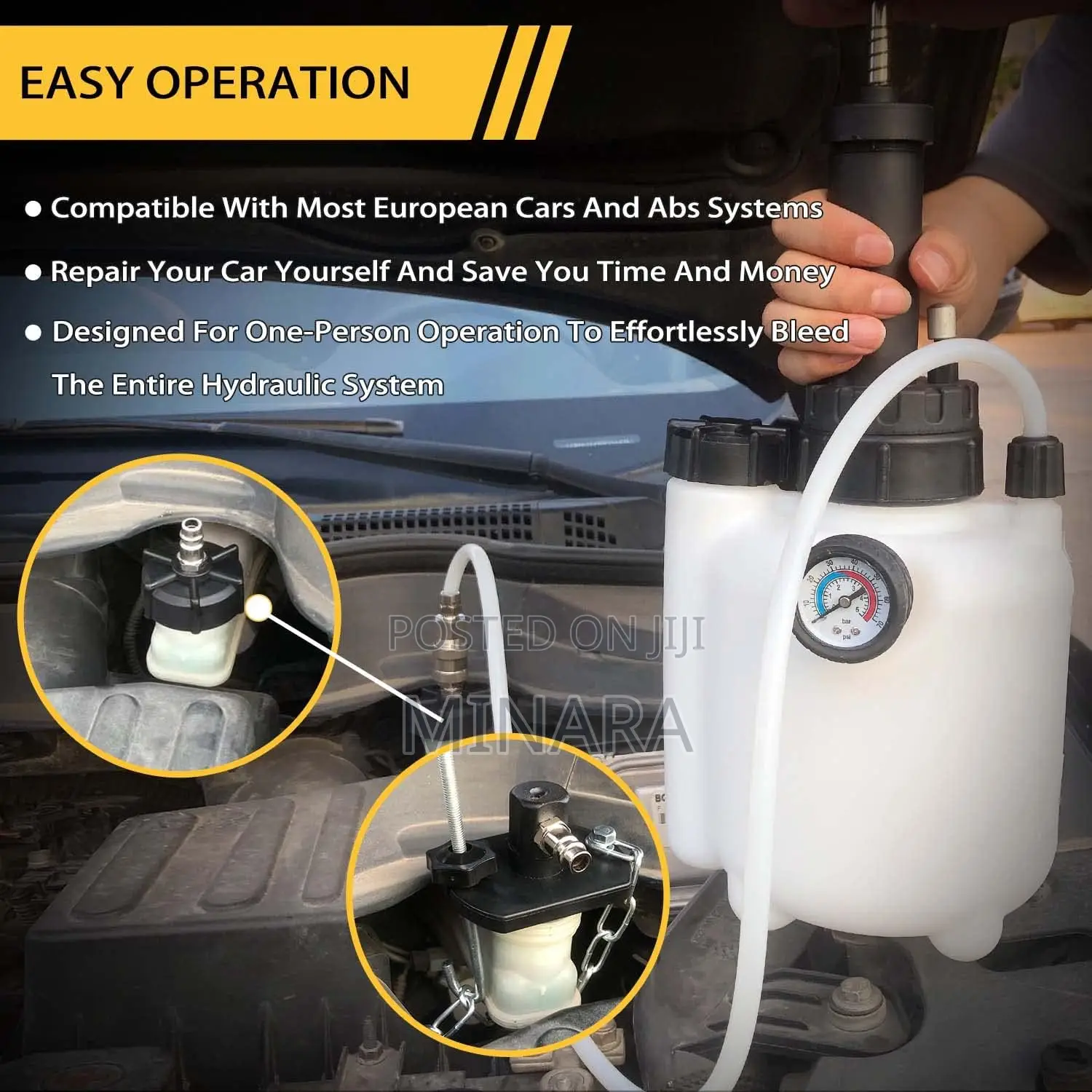 3l Manual Brake Fluid Bleeder Kit With 1l Brake Fluid Extractor