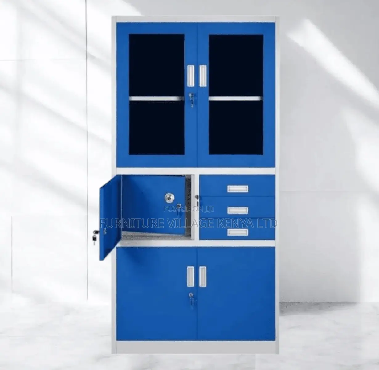 Office Cabinet;Blue Office Storage Cabinet With Security Lock