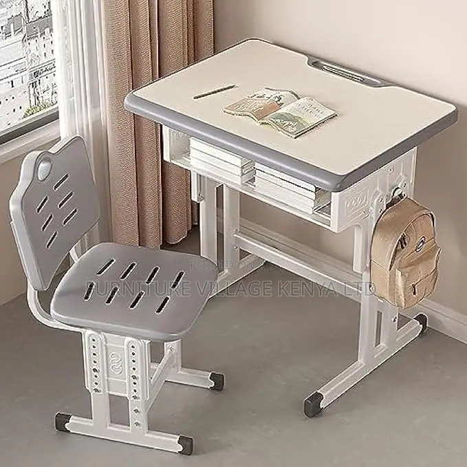 Kids Desk;Brown Adjustable Kids Learning Desk and Chair