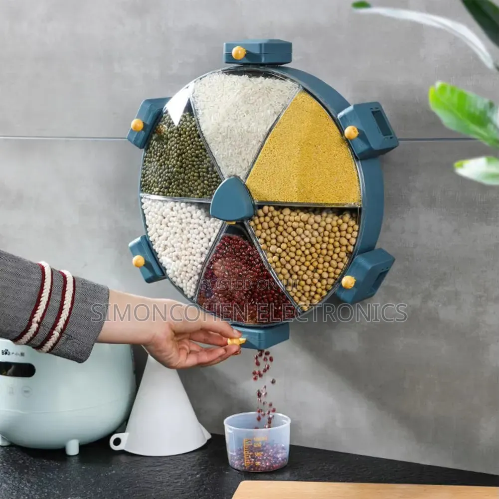 Wall Mounted 6 Grid Rotating Cereal Dispenser