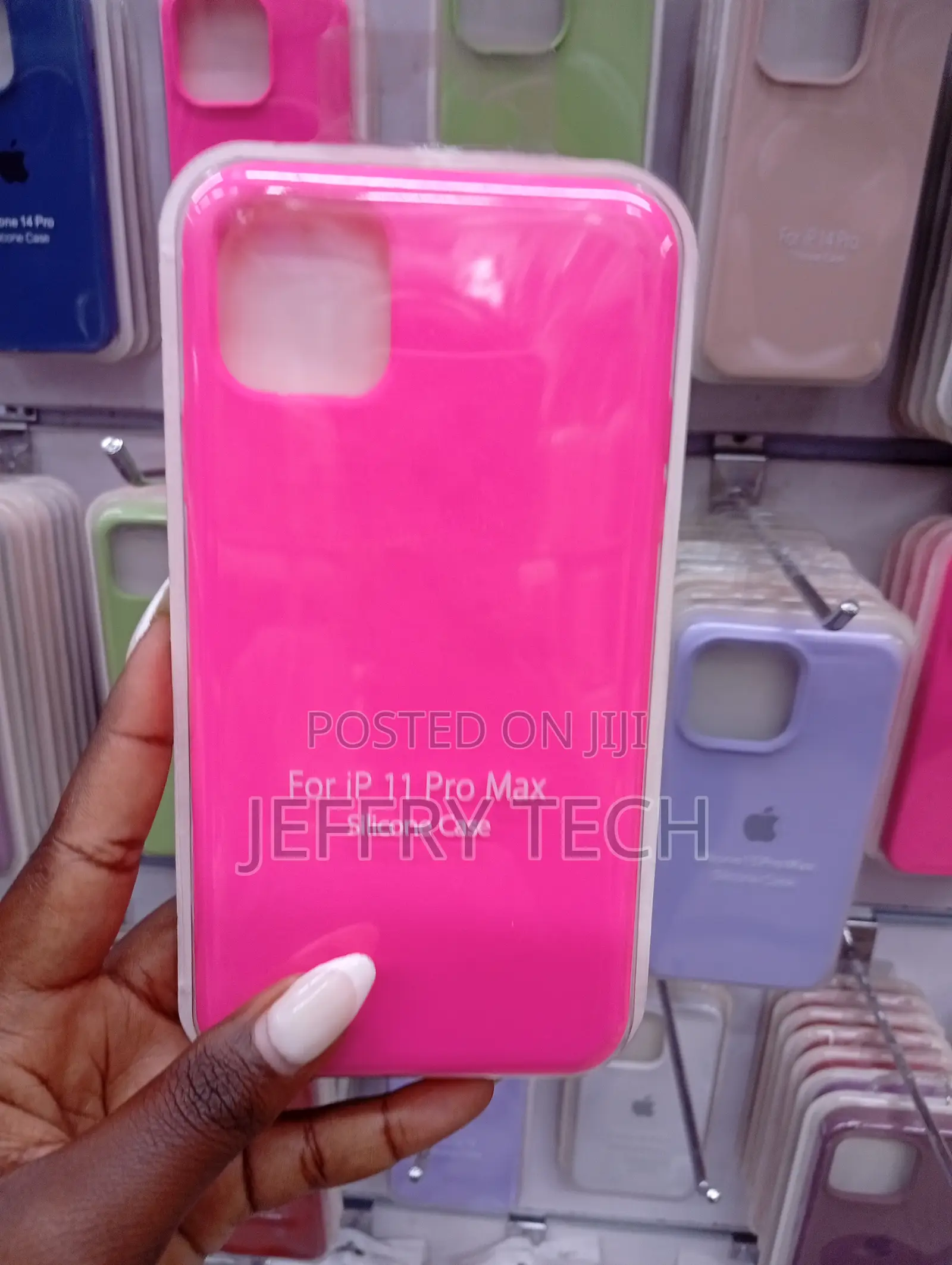 Bright Pink Silicone Phone Case for the Apple iPhone 11 Pro Max.
