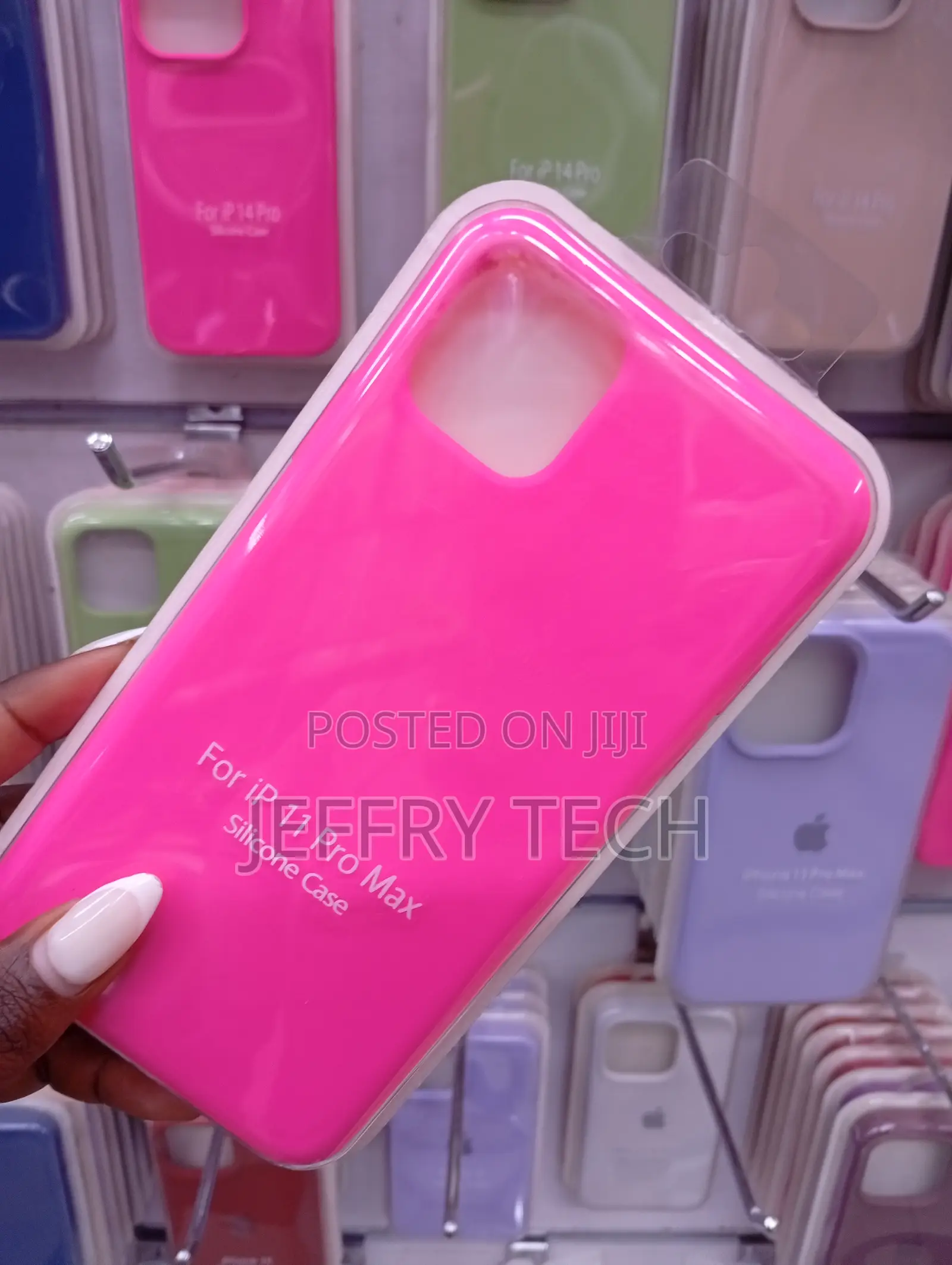 Bright Pink Silicone Phone Case for the Apple iPhone 11 Pro Max.