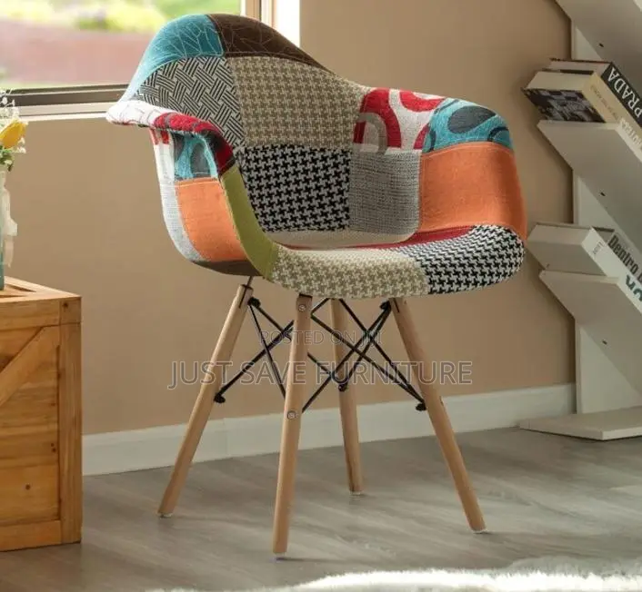 Modern Patchwork Eames Chair – Stylish Wooden Legs Chair