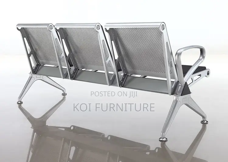 Office Bench : 3-Seat Pu Leather Waiting Room Chai