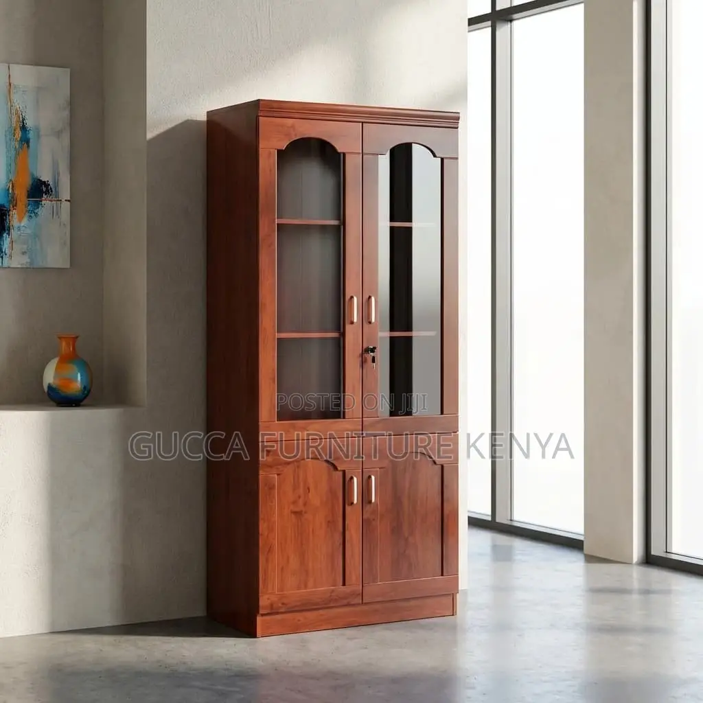 2-Door Mahogany Glas Fronted Document Cabinet