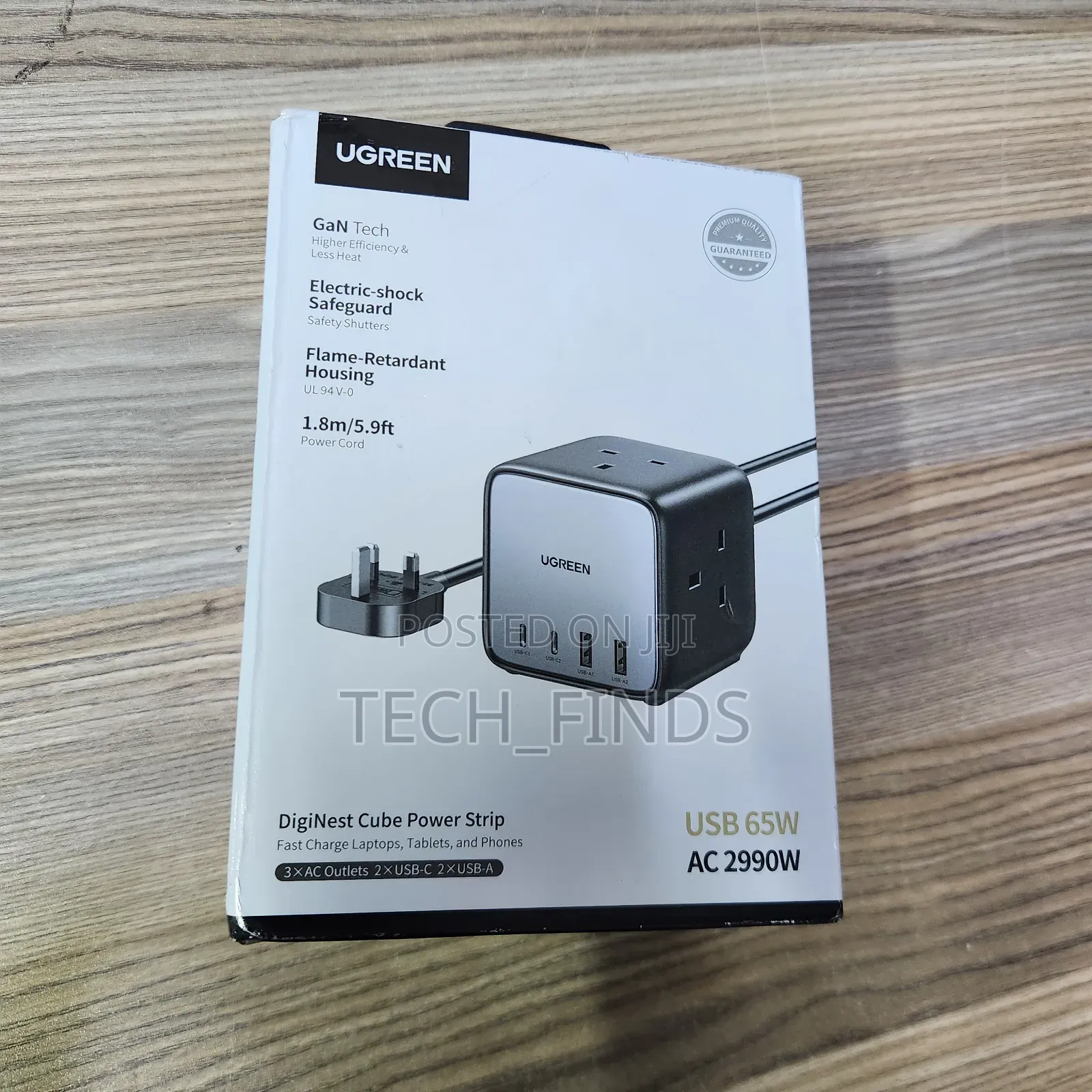 Ugreen Diginest Cube Power Strip (3 Ac Outlets + 65w 2a2c) Uk 1.8m