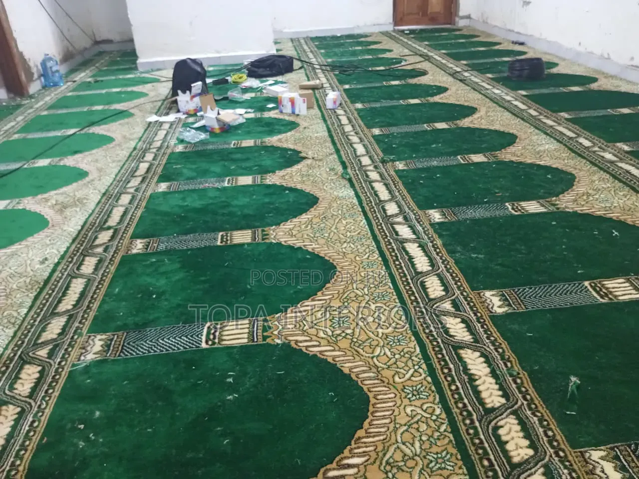 Wall to Wall Green Themed Mosque Carpets for Prayer Areas