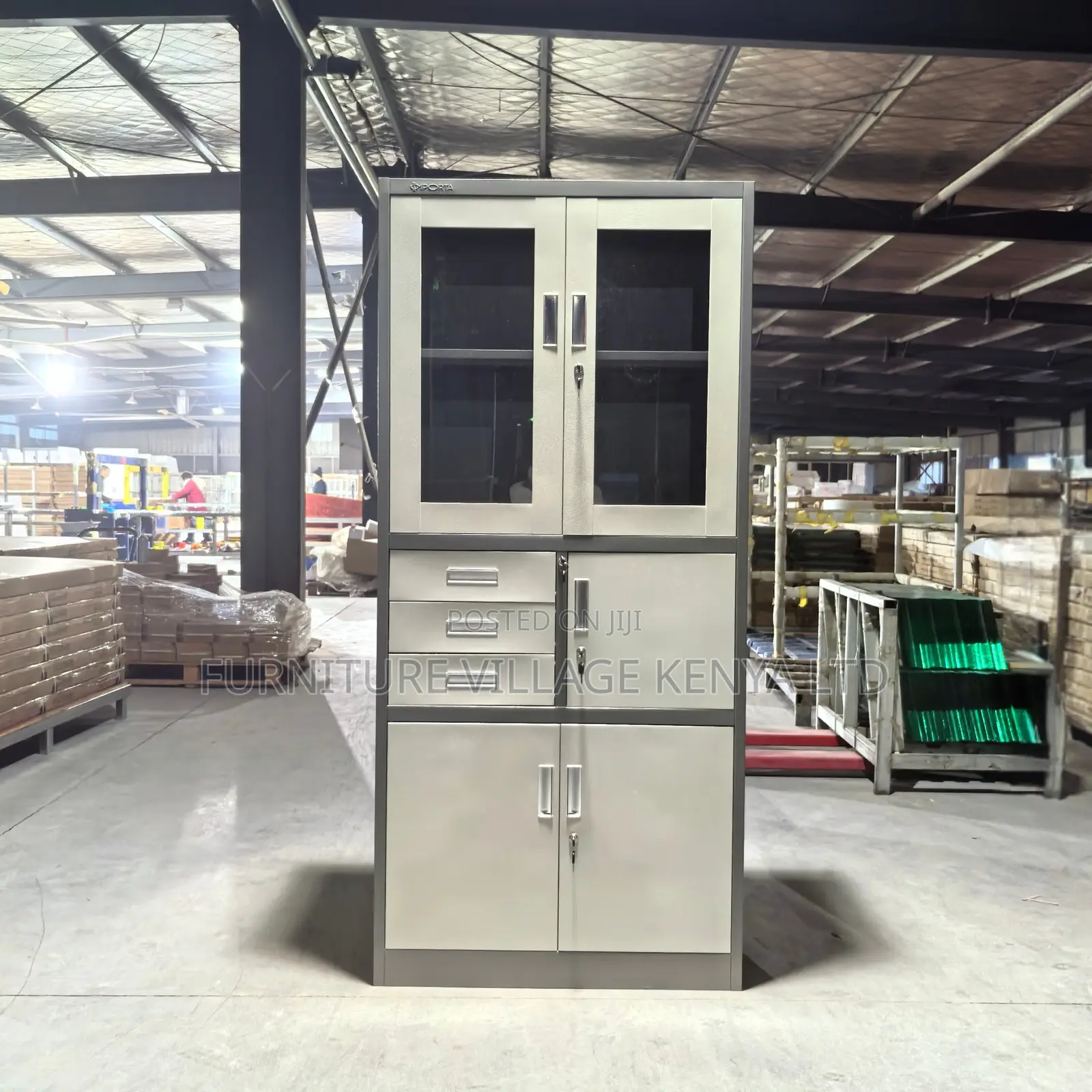 2-Door Half Glass Document Cabinet With a Safe