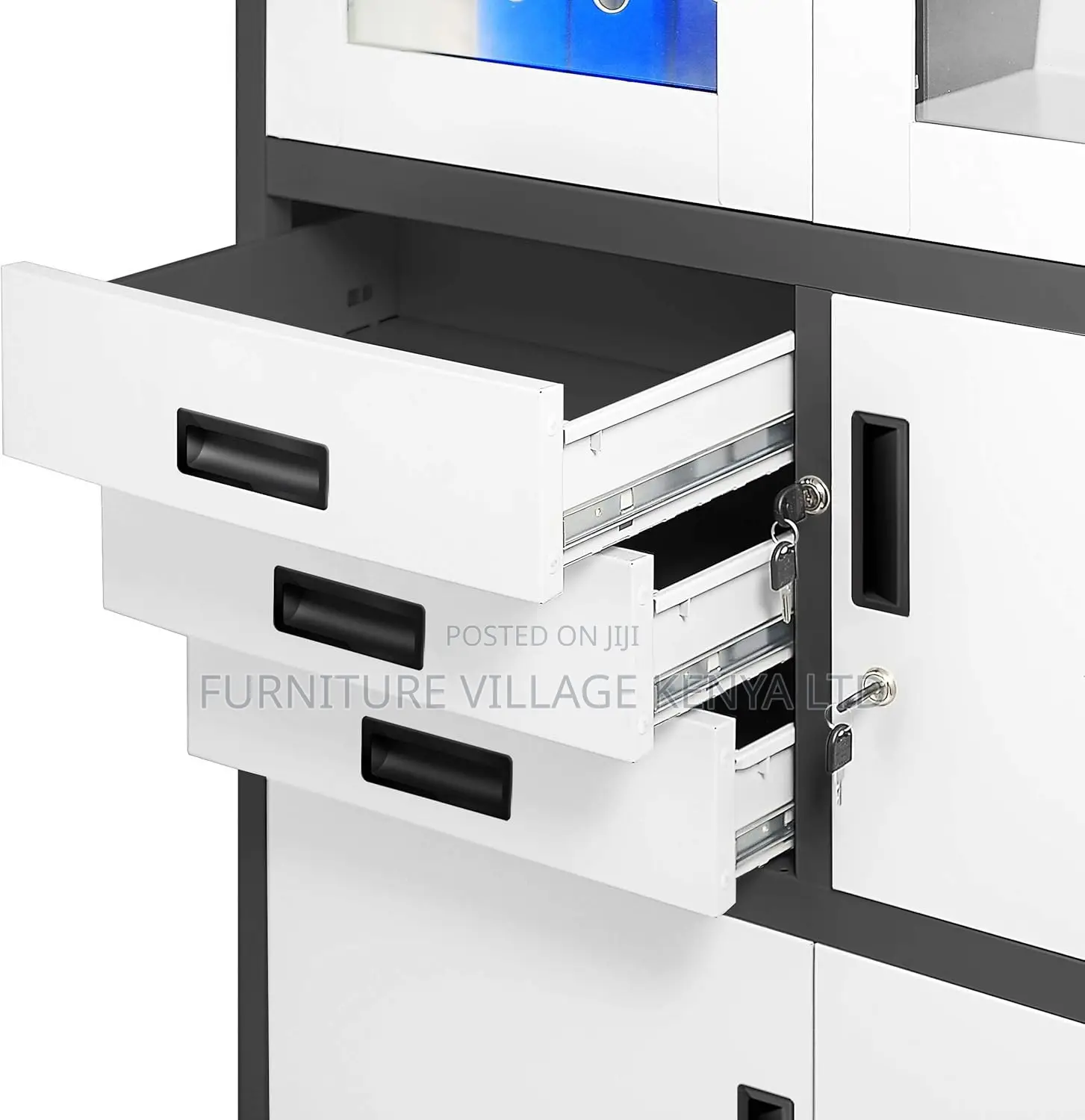 2-Door Half Glass Document Cabinet With a Safe