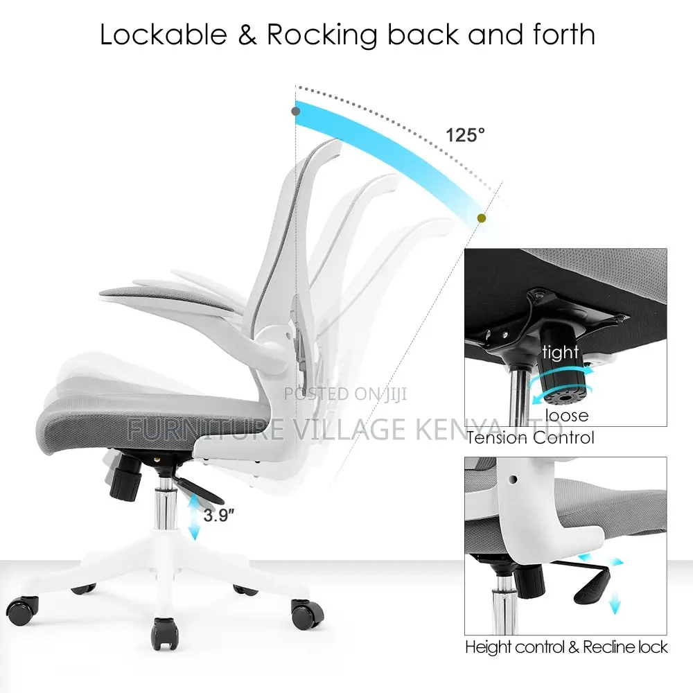 White Mid-Back Mesh Ergonomic Desk Seat