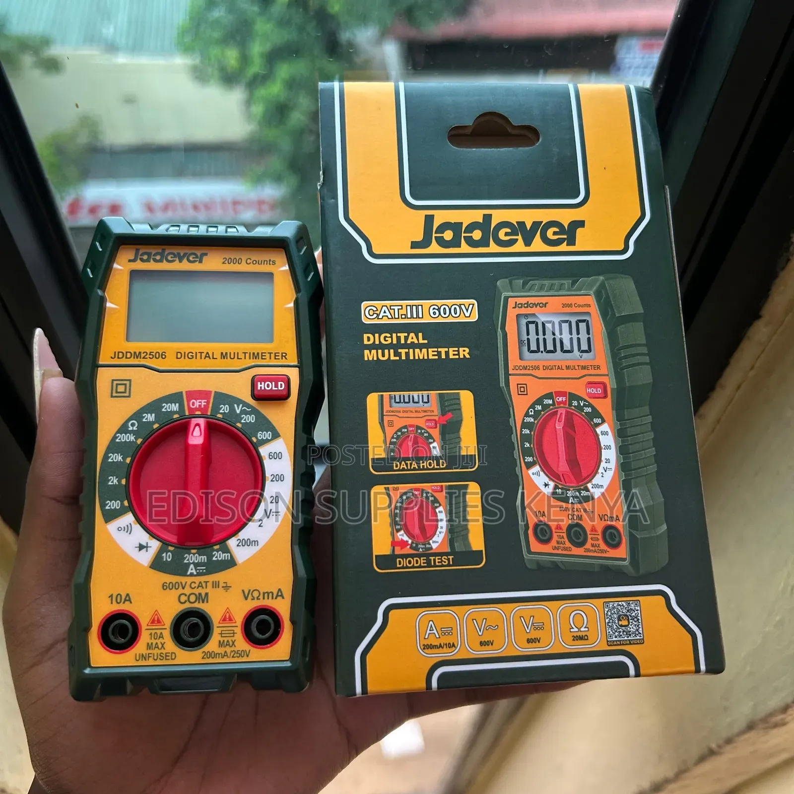 600v Digital Multimeter Jadever 600 Volts 2000 Counts Data Hold Diode