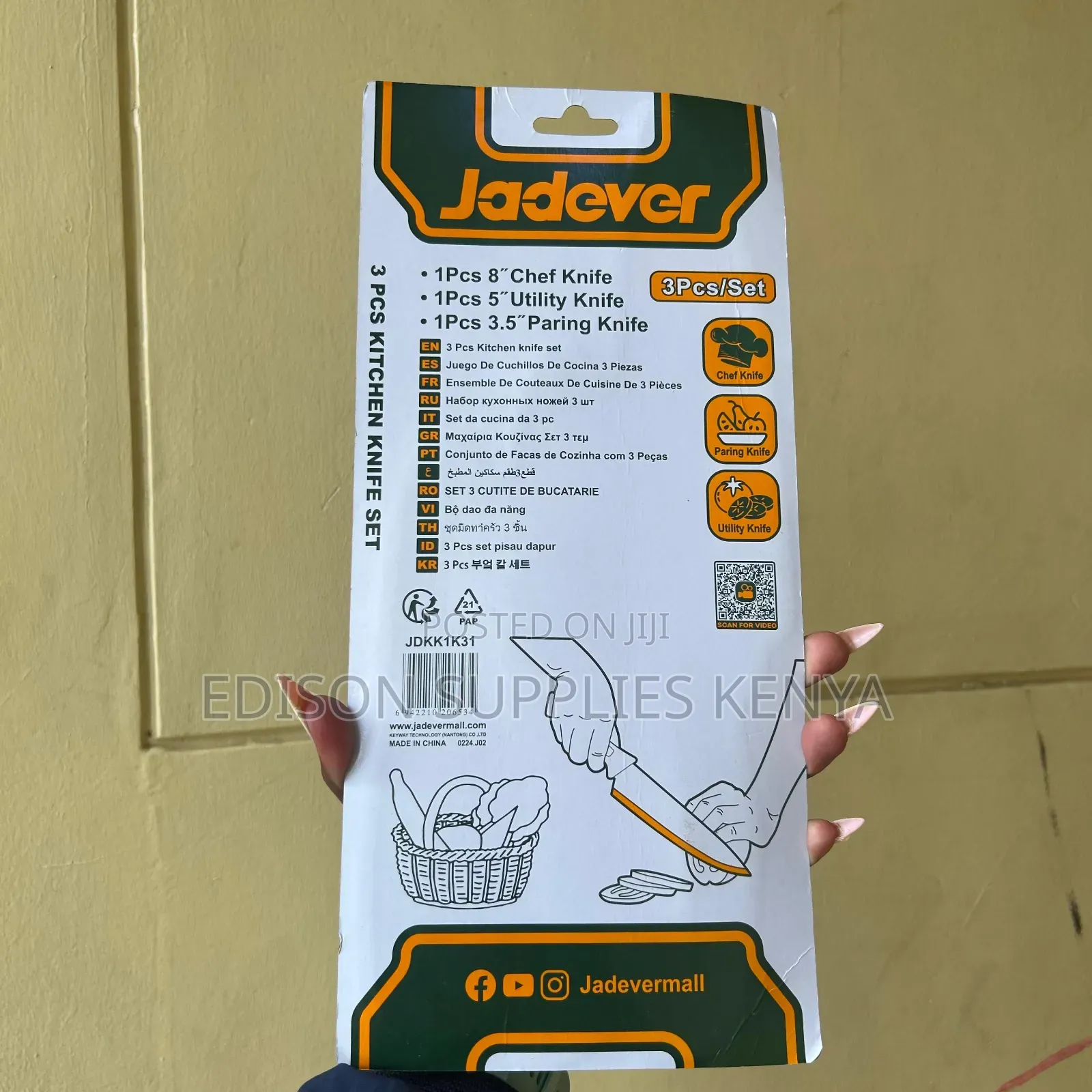Knives Set Jadever 3 Pcs Kitchen Knife Chef Paring Utility Knife