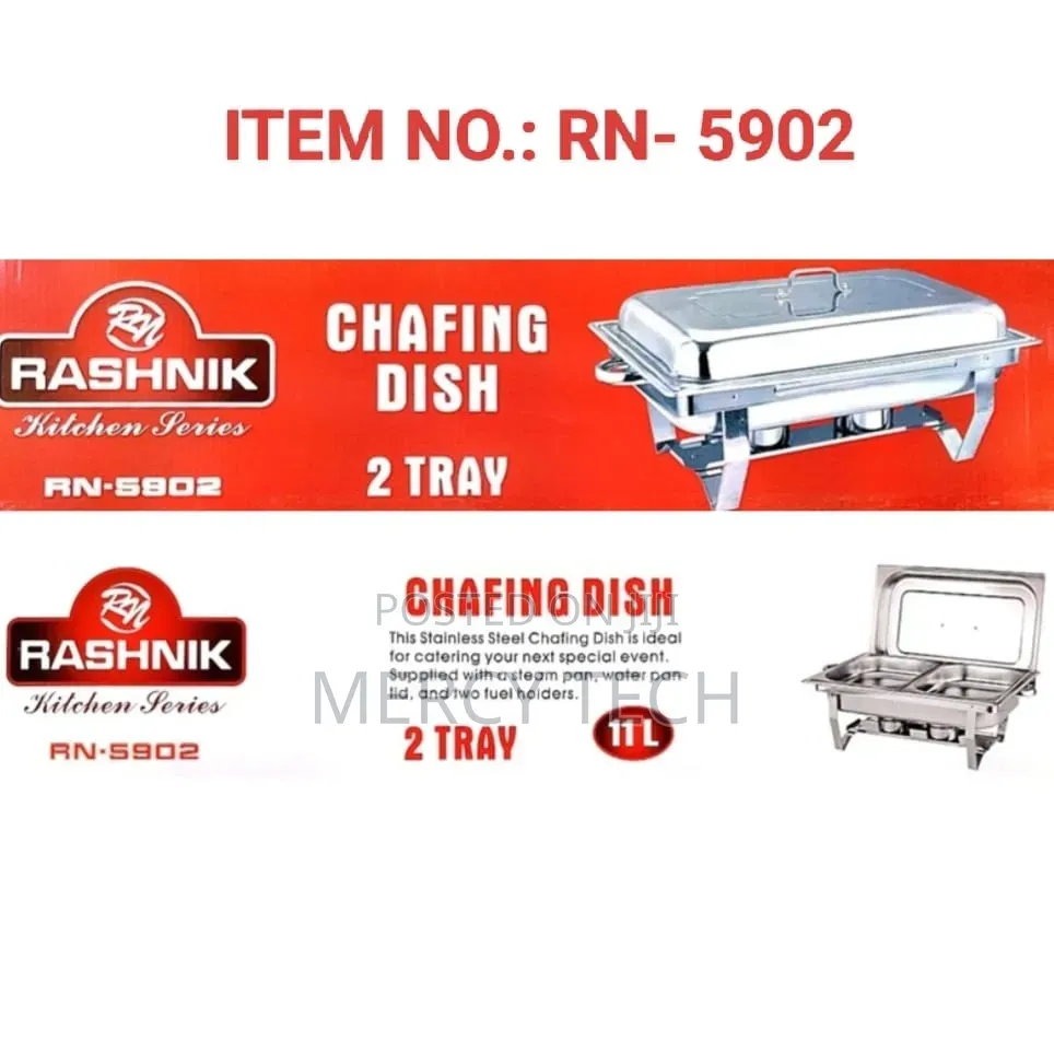 Rashnik Rn-5902 Stainless Steel Double Chafing Dish