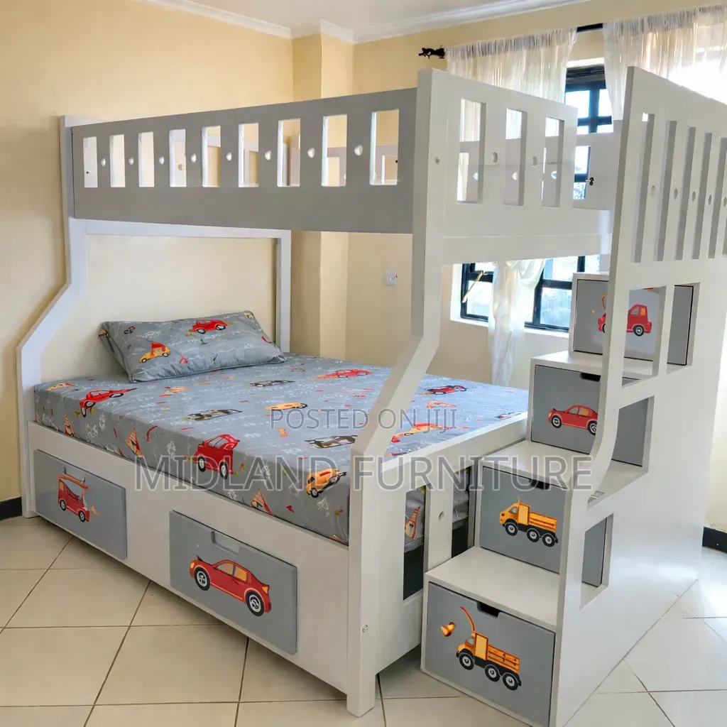 Kids Bunk Bed With Storage Stairs – Themed Design (Customizable)