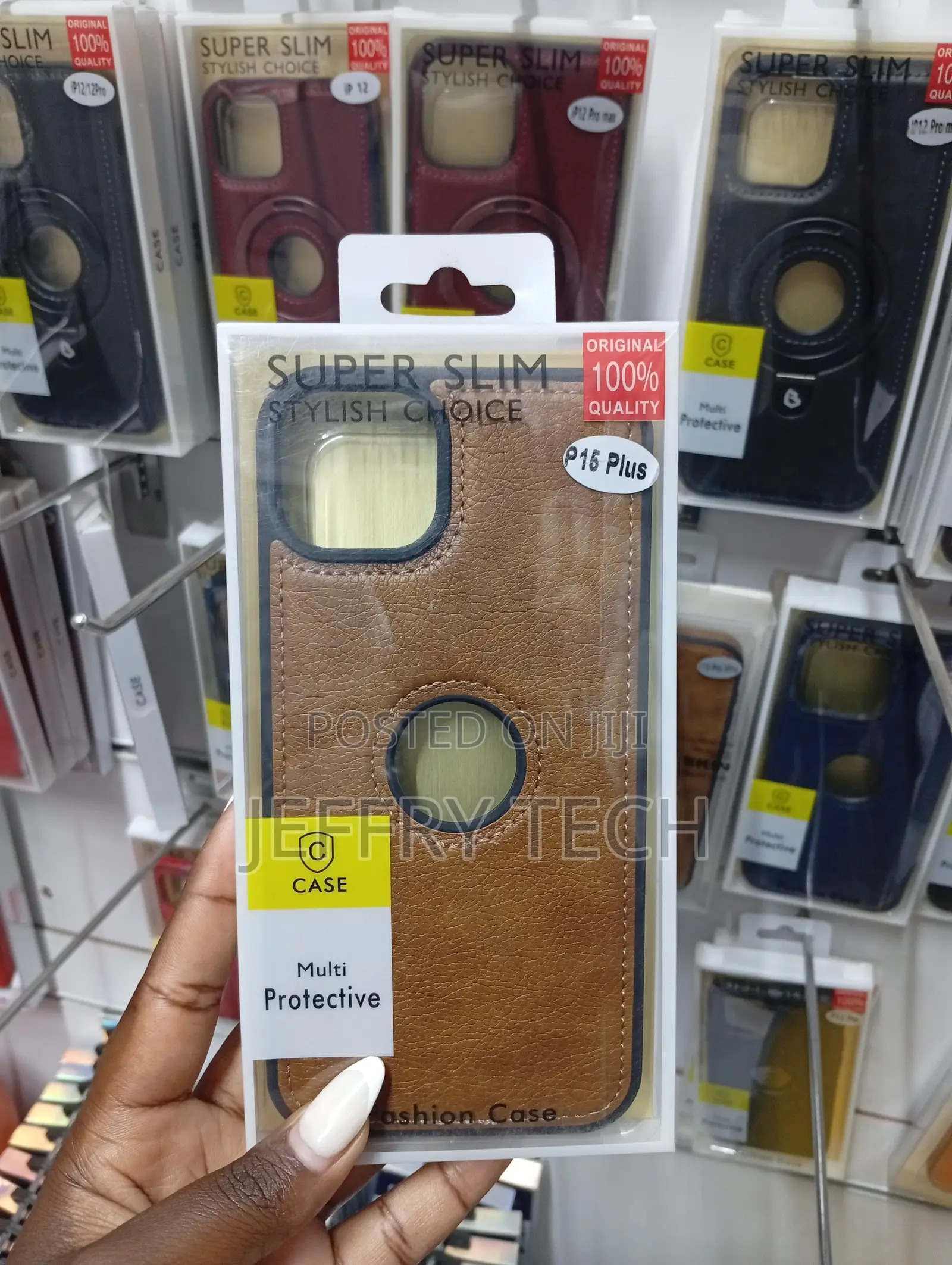 iPhone 15 Plus Super Slim Leather-Style Phone Case