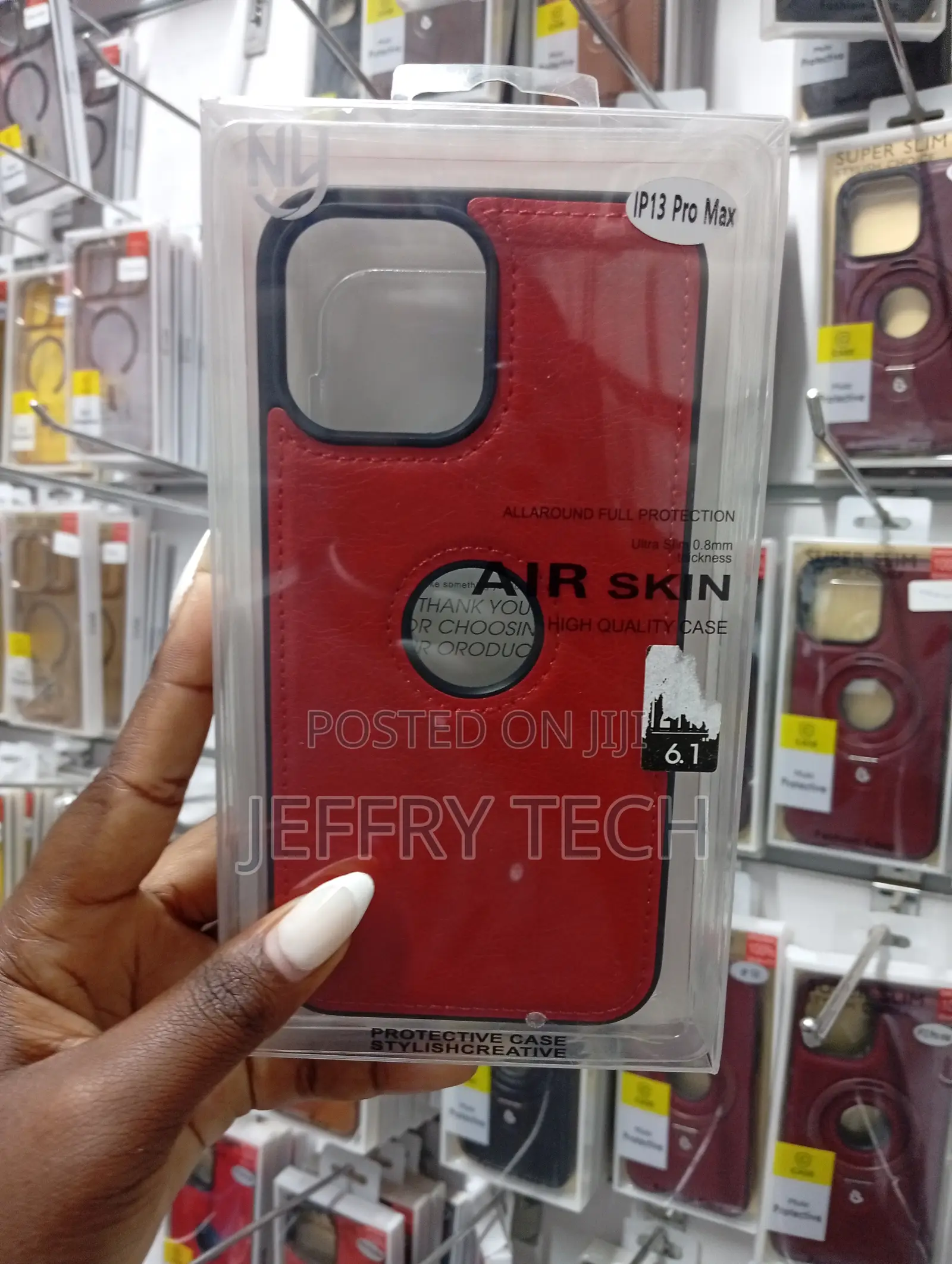 iPhone 13 Pro Max Red Leather-Style Protective Phone Case