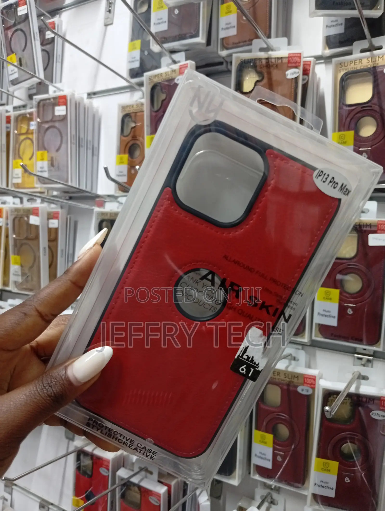 iPhone 13 Pro Max Red Leather-Style Protective Phone Case