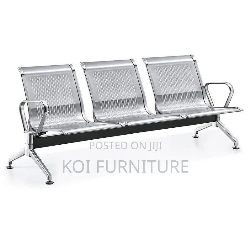 Office Benches; Three Seaters Silver Stainless Steel Benches