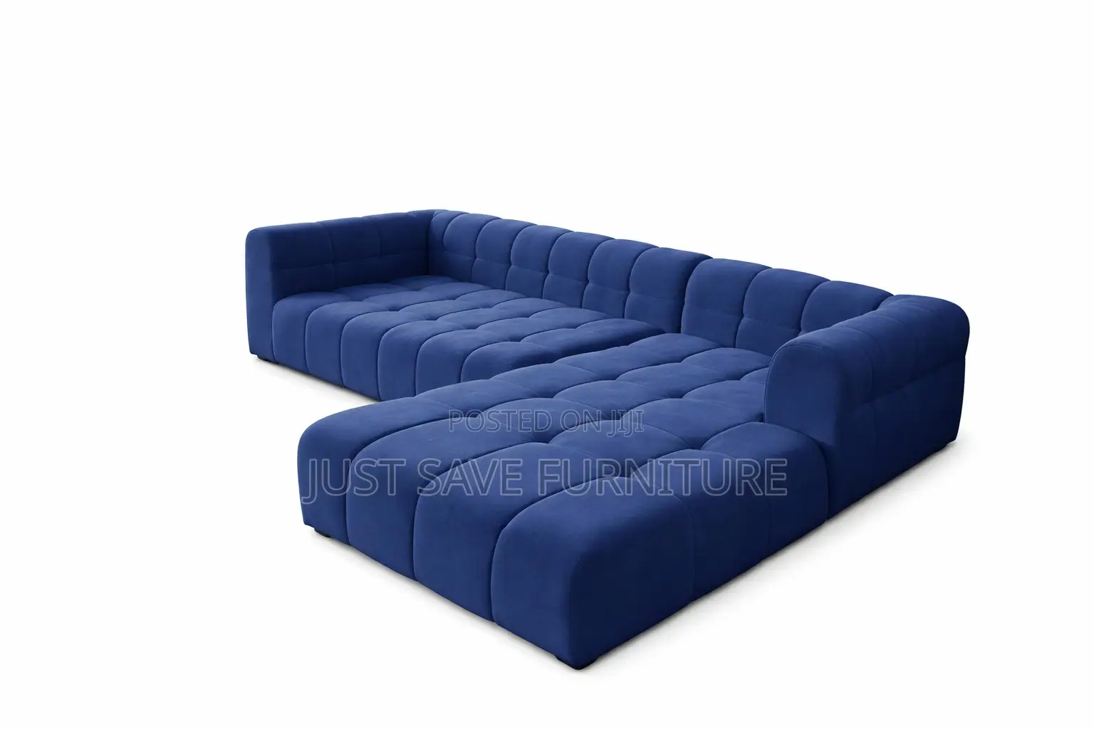 Modern L-Shaped Tufted Sofa Set – Deep Blue Luxury Couch KSH 45,000