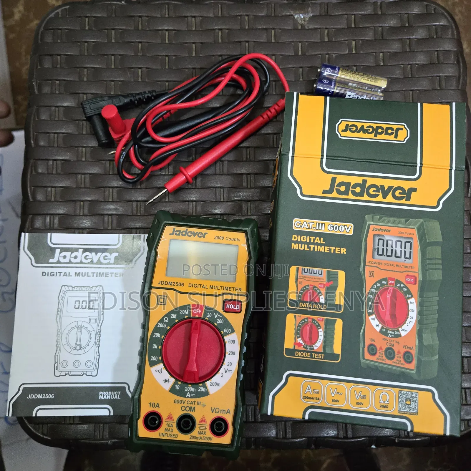 600v Digital Multimeter Jadever 600 Volts 2000 Counts Data Hold Diode