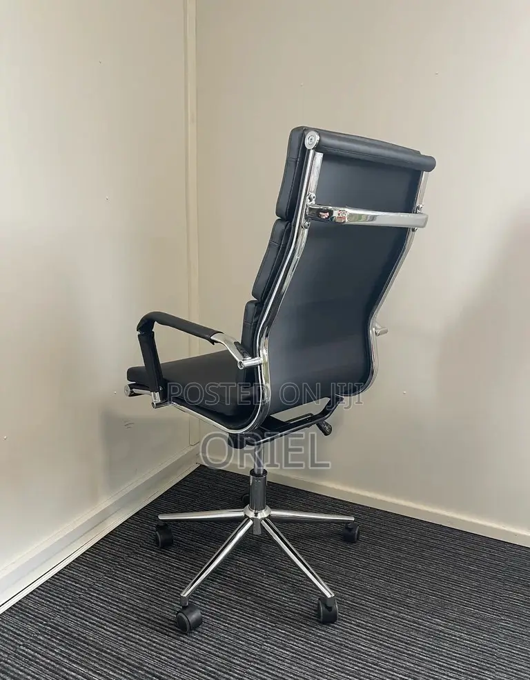 Executive Boardroom Table :- Ribbed Leather Mid-Back Office Chair