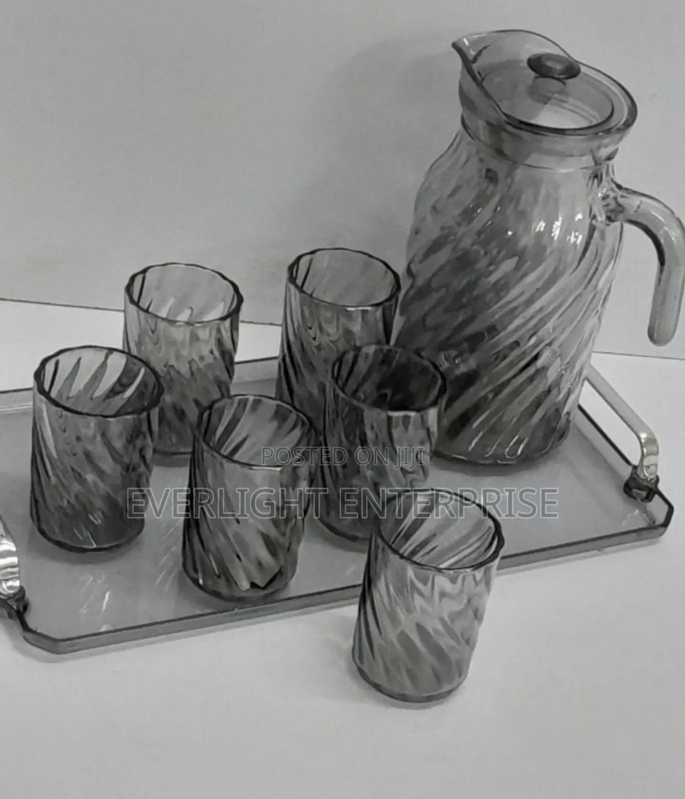 *Glass Jug With Glasses + Tray Available