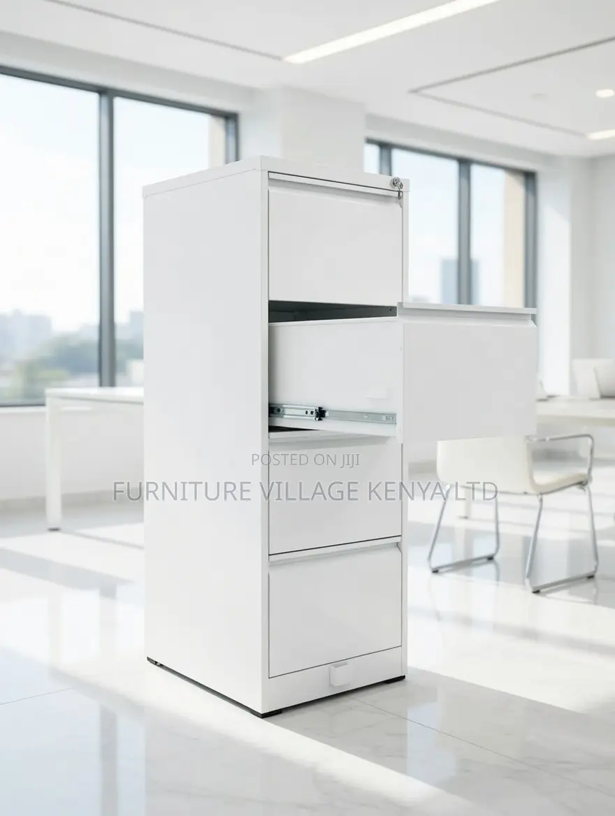 4-Drawer's White Locker Cabinet With Lock Bar