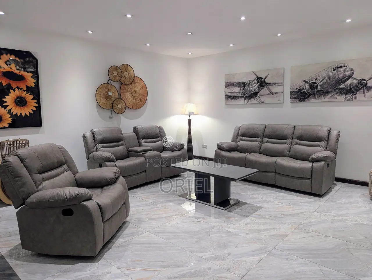 Office Sofa : 6-Seater Leather Reclining Executive Home/Office Sofaset